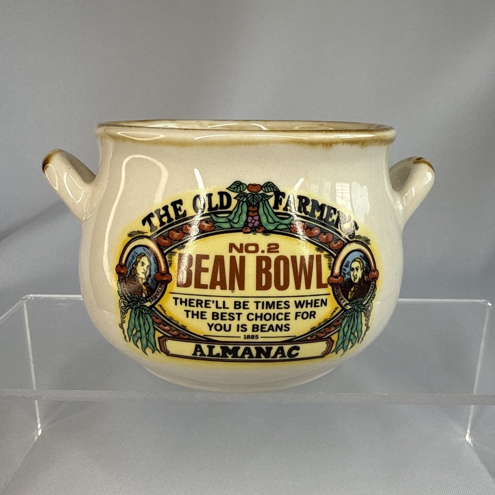 BEAN BOWL Mini‎ Soup Pot Old FARMERS ALMANAC Stoneware 1994 Westwood - 3 Cup Set
